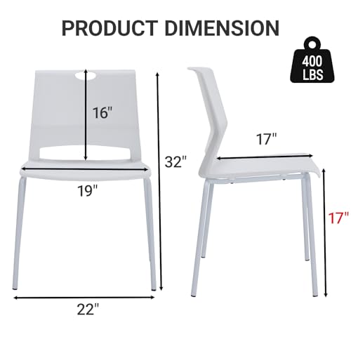 Image of Sidanli Stackable Chairs Set of 4, Waiting Area & Breakroom Chairs in White with Back