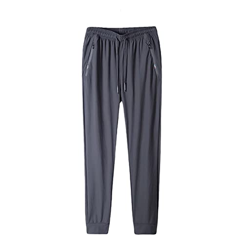 Pantalones deportivos para hombre, ligeros, transpirables, con bolsillos con cremallera, de secado rápido, fáciles de cuidar, pantalones de senderismo, pantalones de entrenamiento con cordón elástico