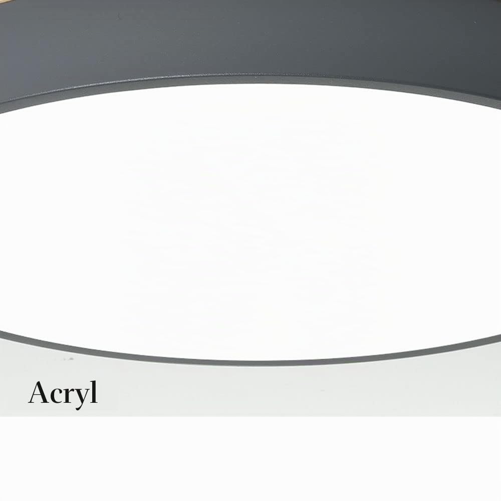Modern Rund Deckenlampe LED Dimmbar mit Ferbedienung,aus Grau Metall und Holz,24W Led Deckenleuchte Decken-Beleuchtung für Schlafzimmer Kinderzimmer Galerie Bad 3000-6000K Licht,φ40CM