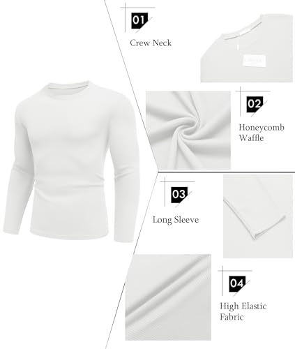 Ekouaer Men's Long Sleeve Shirts Honeycomb Waffle Pullover Sweater Crewneck Thermal Tops Lightweight Undershirts2