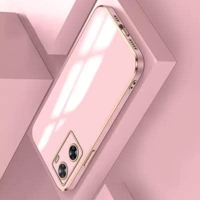 Image of Apurb Store for Oppo A77 5G Plating Square Gold Frame Phone Case Luxury Soft Silicone Back Cover (for Oppo A77 5G, Pink)