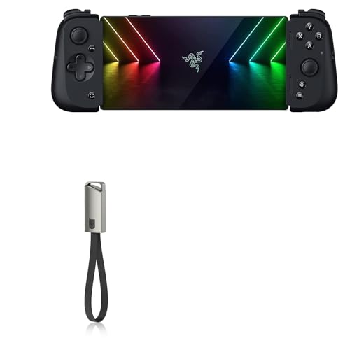 BoxWave Cable Compatible with Razer Kishi v2 (Android) - USB Type-C Keychain Charger, Key Ring USB Type-C to Type-A 8 in USB Cable - Jet Black