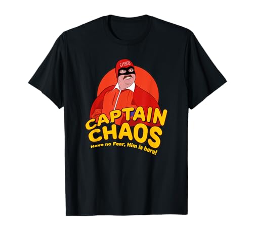 Meta Cortex - Captain Chaos - Hab keine Angst, dass er hier ist T-Shirt (Schwarz, S, Kurzarm, Unisex-Erwachsene, Klassische Passform, Comic/Casual, Cartoon, Sommer, 1 Count)