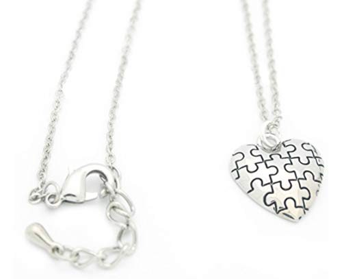 Charmed By Dragons - Collar con colgante de corazón para concienciación sobre el autismo, cadena de 45,7 cm en caja de regalo
