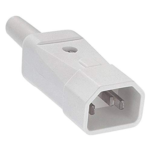 BACHMANN Kaltgerätestecker Schutzkontakt C14 Weiß 915.271 (250 V, bruchfestes Kunststoffgehäuse)