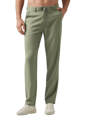 Image of Willit Men's Linen Pants Casual Lightweight Drawstring 29 inch 30 inch 32 inch