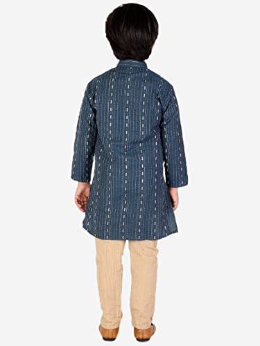 Image of Pro-Ethic Style Developer Boys Cotton Floral Ethnic Wear Kurta & Contrast Pajama Set (152)
