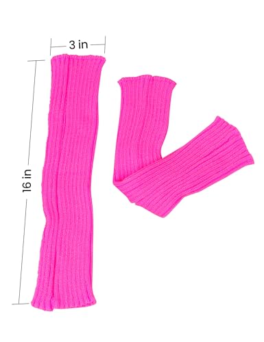 Image of Women Juniors Knitted Leg Warmers 16 inch Neon Colors Dance Halloween Accessory | 80s Party,Yoga Sports Fitness,Warm and Cozy,One Size Fits Most