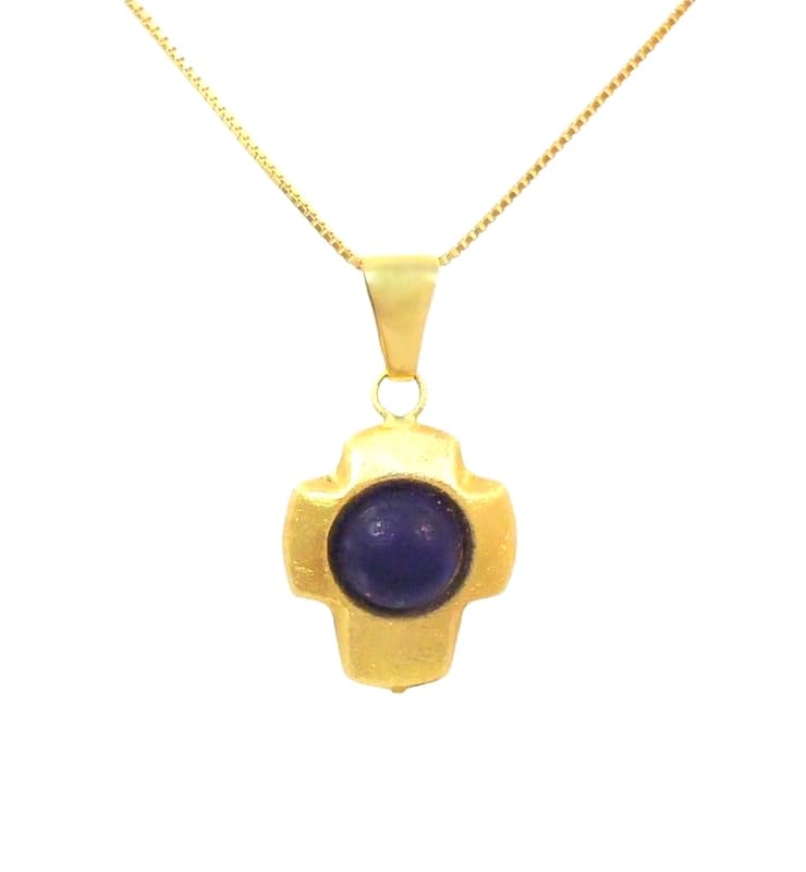 Munito Di Confezione Regalo COLLANA UOMO CON CROCE IN ORO GIALLO 18 KT
