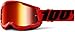 100% Strata 2 Motocross & Mountain Bike Goggles - MX and MTB Racing Protective Eyewear (Red - Mirror Red Lens)