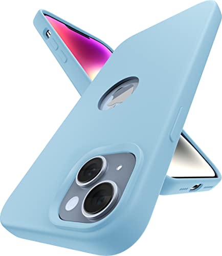 Image of Vaku Luxos Liquid Silicon Logo-Cut for iPhone 14 Plus Cover Case, Soft TPU, Shockproof, Scratch Resistant, 6 Feet Drop Protection, Compatible with iPhone 14 Plus Back Cover - Sierra Blue