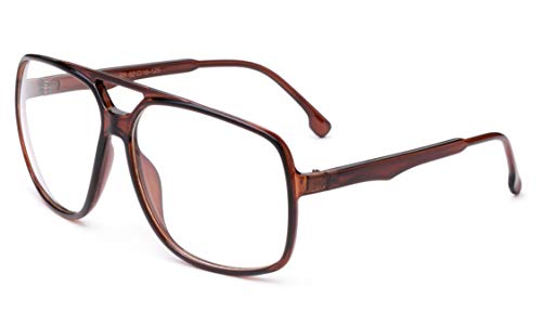 Newbee Fashion Large Aviator Frame Clear Lens Eyeglasses Oversized Frame Non Prescription Glasses for Men Women
