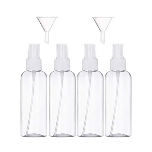 JamHooDirect Lot de 4 flacons vaporisateurs vides en Plastique 100 ML avec 2 entonnoirs et 12 étiquettes Transparent Rechargeable et réutilisable
