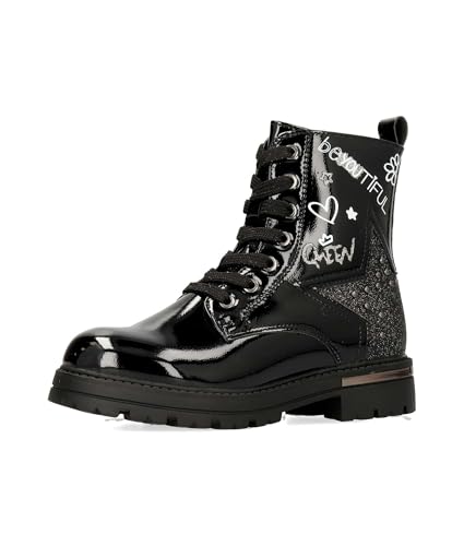 Pekes Bota Militar Brillo Niña - 36, Negro