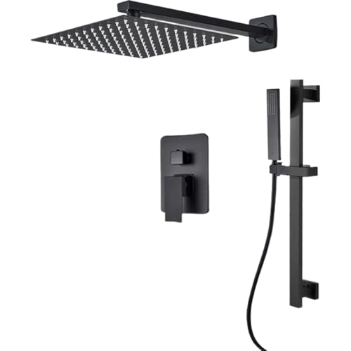 Robinet en boîte de commande avec mélangeur de douche mural noir 16