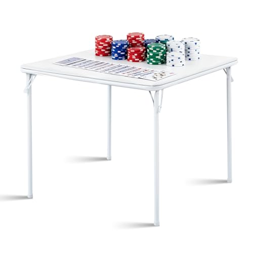 Table pliante carrée blanche compacte 80x80 cm pour 4 personnes