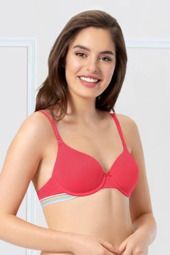Image of Amante Every de Red Solid Underwired Lightly Padded Everyday Bra