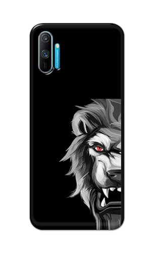 Image of PRINTFIDAA Printed Hard Back Cover Case for Realme C3 | Realme C3i Back Cover (Angry Lion) -112