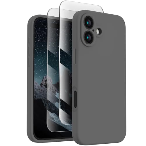 Image of FireNova Designed for iPhone 16 Plus Case, Silicone Upgraded [Camera Protection] Case, Soft Anti-Scratch Microfiber Lining Inside, 6.7 inch, Space Gray