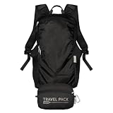ChicoBag Mochila de viagem rePETe + Refine | Mochila de viagem ecológica leve e embalável, Obsidiana, 10”w × 17”h × 6”d, Pacote de viagem