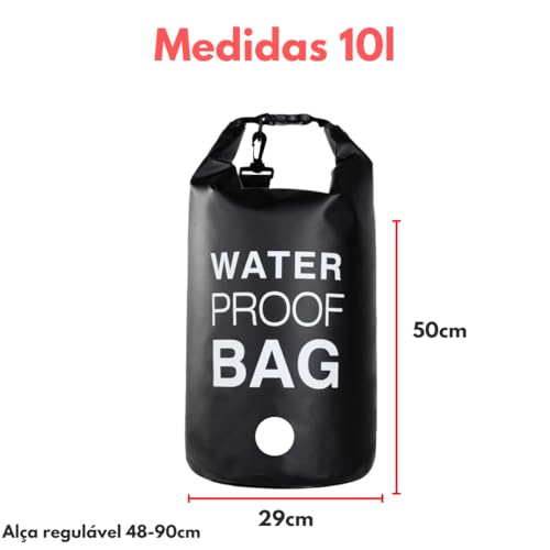 Bolsa Estanque 10L Saco Lona de PVC impermeável à Prova D´água Flutuante Multiuso Praia Cachoeiras C