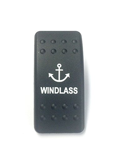 Southern Marine Euro Rocker Switch Cover with Text. Black with Red Lens. Contura II. Fits Carling, Cole Hersee, Blue seas (Windlass NO Lens)