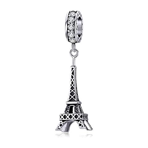 Travel Paris Eiffel Tower Charm Pendant 925 Sterling Silver Dangle Bead fits European Style Bracelet DIY Jewelry Cover