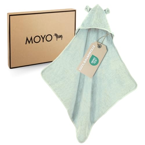 MOYO Kapuzenhandtuch mit Ohren in Mint - 75x75cm - Baby & Kleinkind Badeponcho aus 100% Frottee-Baumwolle - Weiches Badetuch - Waschbares Kapuzenhandtuch