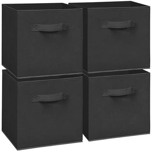Cubes de rangement en tissu noir de 28,9 cm lot de 4 bacs robustes pliables pour étagère