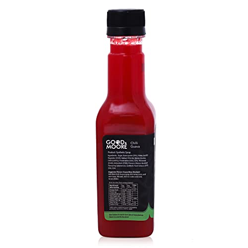 GOOD&MOORE Chilli Guava Syrup 250ml | For Cocktail, Mocktail, Sodas, Beverages and more | Concentrated Syrup | Cocktail Mixer | Ready to mix | Sweet and Spicy | Premium Syrup