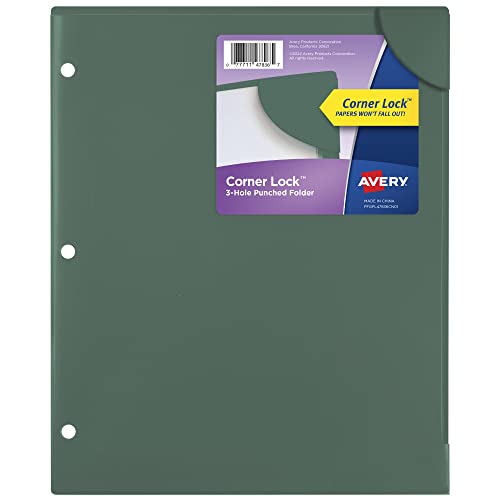 Avery Corner Lock Document Sleeves for 3 Ring Binders, 1 Sage Green Plastic Sleeve (47836)