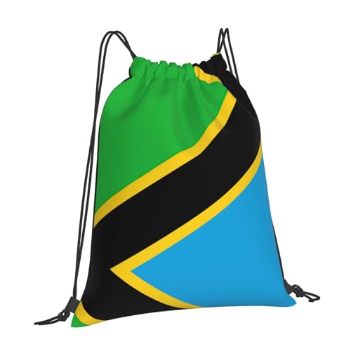 Tanzania Flag Print Drawstring Backpack Outdoor Portable Backpack Lightweight Sports Bag For Travel, Gym2