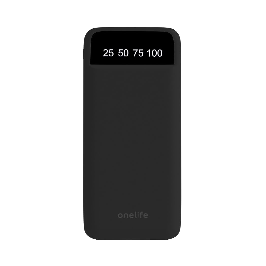 One Life 10,000mAh Ultra Slim Power Bank | 12W Fast Charging | Dual USB-A Output & Dual Input (Type-C & Micro USB) | LED Indicator | Portable Charger for iPhone,Android,Mobile Devices (Black)