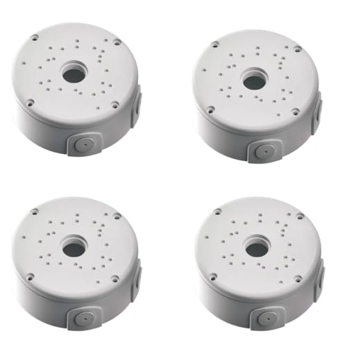 Image of 5x5 inch Round Waterproof PVC Junction Box for CCTV Camera, Heavy Duty Outdoor Electrical Enclosure, 3 Entry Inlets, Wire Protection - Pack of 4
