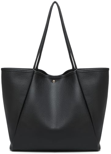 Image of Dreubea Large Leather Tote Bag for Women - Big Work Bag, Spacious Minimalist Handbag, Tote Handbag for Office