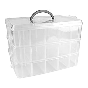 Ideen mit Herz Opbergdoos met deksel en handvat, 30 vakken, transparant, 26 x 18,5 x 17 cm, 3 niveaus met elk 10 vakken…