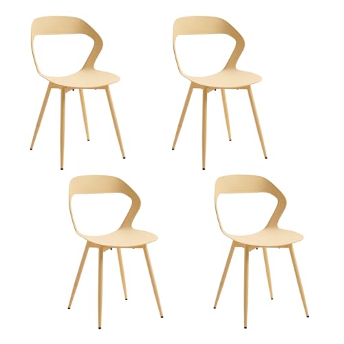 JZGORC Lot de 4 Chaises de Salle à Manger Nordiques, Chaises de Cuisine, avec Pieds de Chaise en Métal, Grand Design de Dossier évidé, idéal pour Salon,...