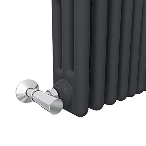 Warmehaus - Traditional Cast Iron Style Anthracite 3 Column Horizontal Radiator 300x1010mm - Modern Central Heating Space Saving Radiators - Perfect for Bathrooms, Kitchen, Hallway, Living Room