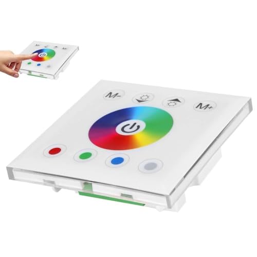 ACOGEDO Montado en la Pared Colorido RGBW LED Panel Táctil Controlador Atenuador Interruptor para Tira de Luz LED Blanco Práctico Simple Hermoso Adopta Material Resistente Al Tacto Calidad ABS (WHITE)