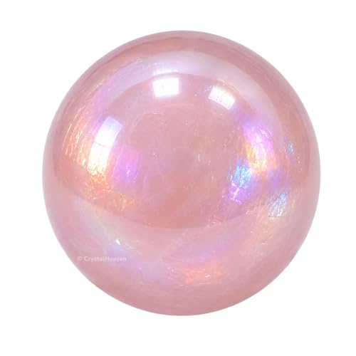 Image of Certified Angel Aura Rose Quartz Crystal Ball for Meditation - Premium Crystal Vastu Items for Home and Feng Shui Items for Good Luck - Ideal for Pooja Supplies and Spiritual Practices (1.5 inch Inch)