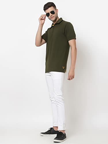 Image of UZARUS Men's Solid Cotton Regular Fit Polo T-Shirt