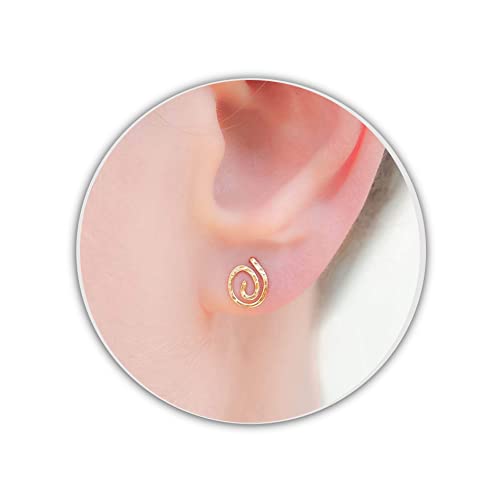 Tiny Stud Earrings Handmade Delicate Spiral Jewelry