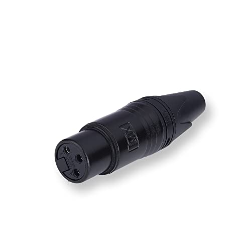 Image of MX 3 Pin XLR connector Microphone Connector pin Pure Copper Nickel Plated Pins1 for High Conductivity microphone cable connector PERENT (3 PIN BLACK COATING, Pack of 10, Female Connector)