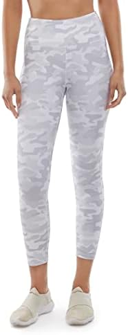 Danskin womens Printed High Rise 7/8 Leggings, White/Grey Camo Print, X-Large US