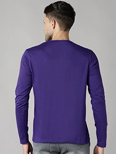 Image of Urbano Fashion Men's Solid Henley Neck Slim Fit Full Sleeve Cotton T-Shirt