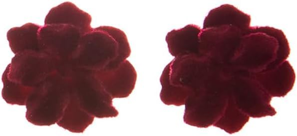 XFSRG Pendientes Mujer Flor de Terciopelo Rojo Elegante Diseño para Comunión y Regalos Originales