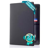 Festland DESIGN® Fahrzeugschein Hülle für KFZ-Schein 3 Fächer, Führerschein Hülle, Ausweishülle, Kartenetui Mappe für Zulassungspapiere, PVC Schutzhülle Zulassungsschein, Auto Zubehör, schwarz