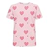 Valentine Shirts for Women Love Heart Print Short Sleeve T Shirt Lightweight Casual Outdoor Holiday Fashion Ladies Tops girls heart top Pink 3XL #4