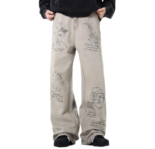 Womens Baggy Jeans Y2K Low Rise Vintage Graffiti Graphic Jeans 90s Distressed Coquette Jeans Aesthetic Clothing