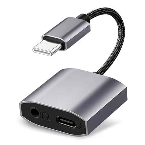 Adaptador USB C a Jack 3.5 mm y PD 60W Carga Rapida, 2 en 1 Adaptador Jack a USB c, DAC Chip Auriculares Tipo C para iPhone 16 15 Pro iPad Pro Air Samsung Galaxy iPad Xiaomi Huawei